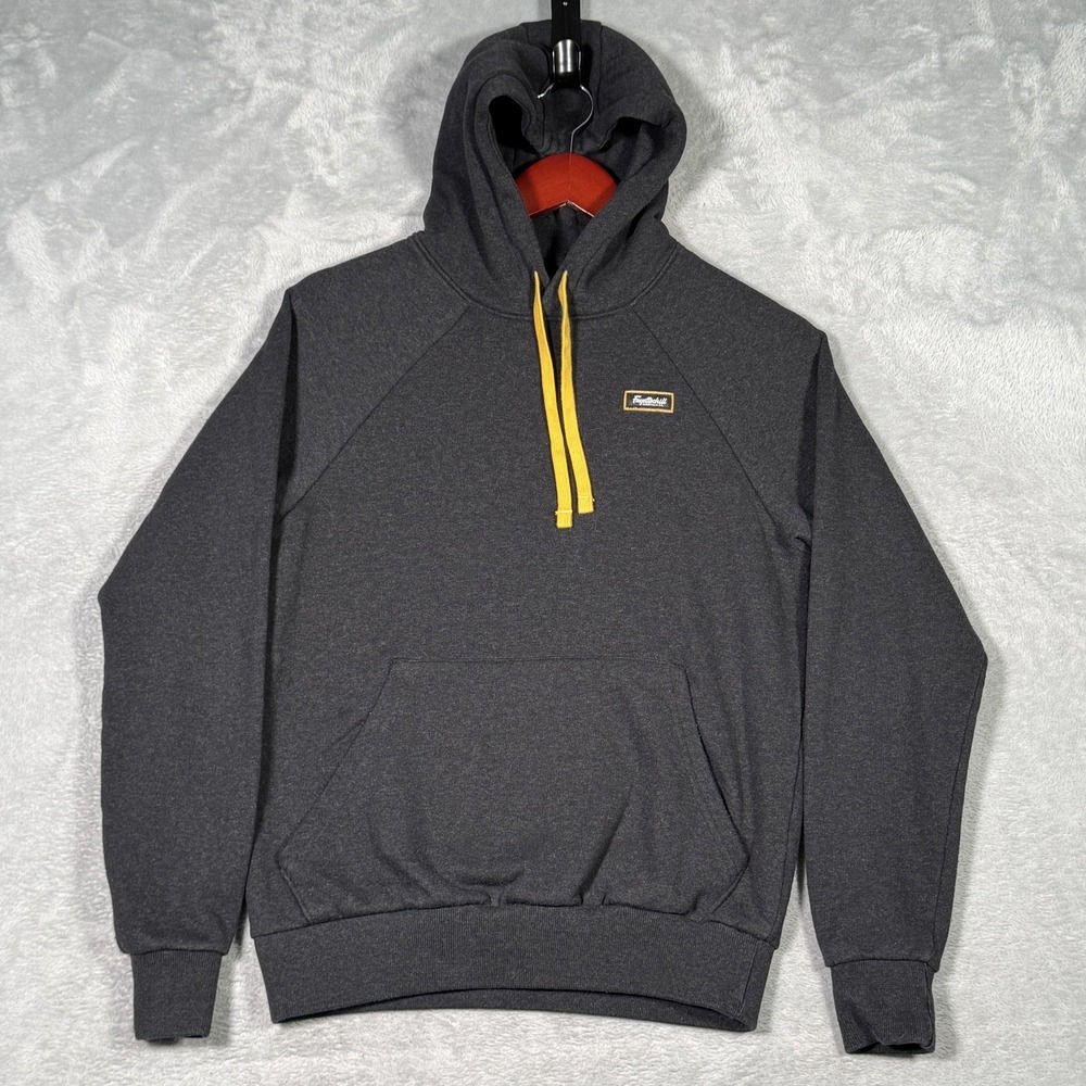 Fayettechill Hoodie Mens XS Gray Yellow Drawstring Recycled Cotton Pullover - Picture 1 of 7